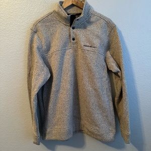 Eddie Bauer Sweater Mens Large Gray Quarter Button Long Sleeve Pullover Casual